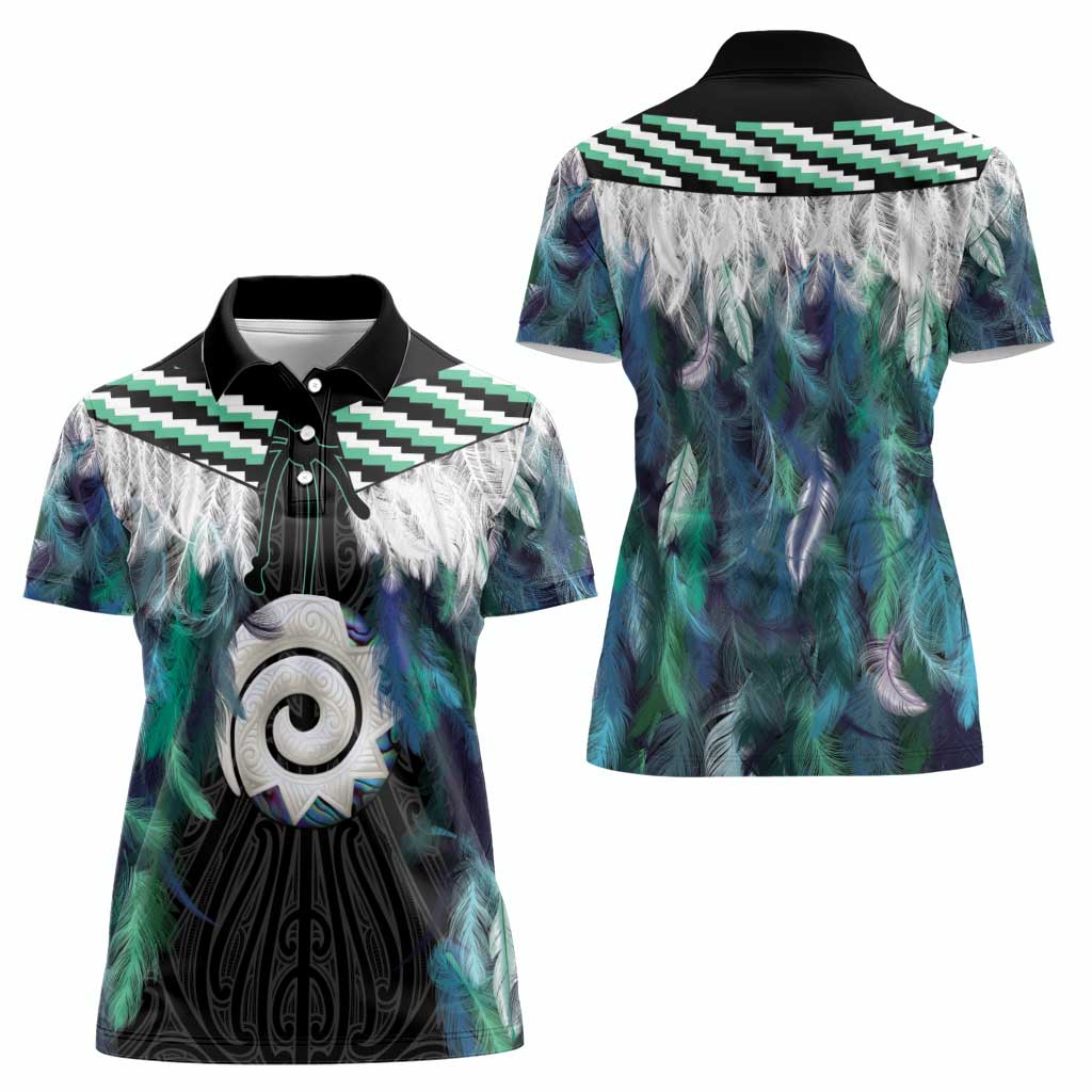 Aotearoa Korowai Motif Women Polo Shirt Maori Koru Poutama