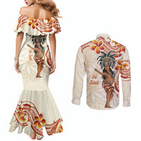 Heiva i Tahiti Couples Matching Mermaid Dress and Long Sleeve Button Shirt Ori Tahitian Dance Tiare Maori
