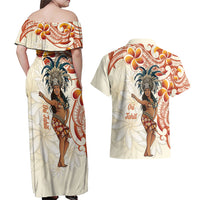 Heiva i Tahiti Couples Matching Off Shoulder Maxi Dress and Hawaiian Shirt Ori Tahitian Dance Tiare Maori