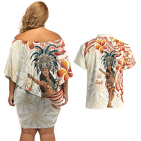 Heiva i Tahiti Couples Matching Off Shoulder Short Dress and Hawaiian Shirt Ori Tahitian Dance Tiare Maori
