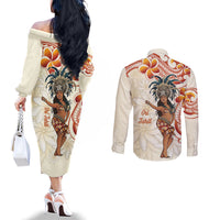 Heiva i Tahiti Couples Matching Off The Shoulder Long Sleeve Dress and Long Sleeve Button Shirt Ori Tahitian Dance Tiare Maori