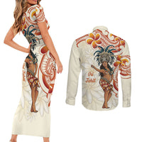 Heiva i Tahiti Couples Matching Short Sleeve Bodycon Dress and Long Sleeve Button Shirt Ori Tahitian Dance Tiare Maori