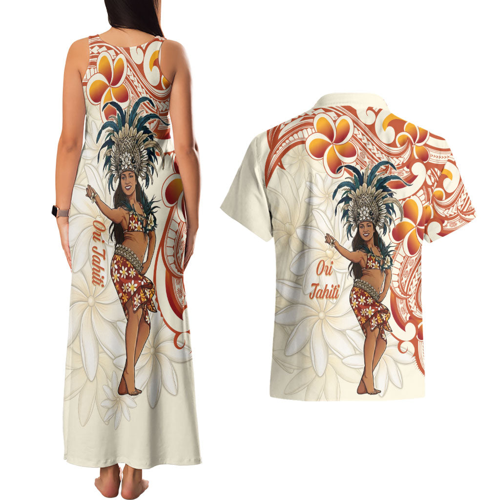 Heiva i Tahiti Couples Matching Tank Maxi Dress and Hawaiian Shirt Ori Tahitian Dance Tiare Maori