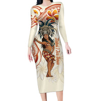 Heiva i Tahiti Family Matching Long Sleeve Bodycon Dress and Hawaiian Shirt Ori Tahitian Dance Tiare Maori