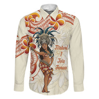Heiva i Tahiti Family Matching Summer Maxi Dress and Hawaiian Shirt Ori Tahitian Dance Tiare Maori LT14 Dad's Shirt - Long Sleeve Beige - Polynesian Pride