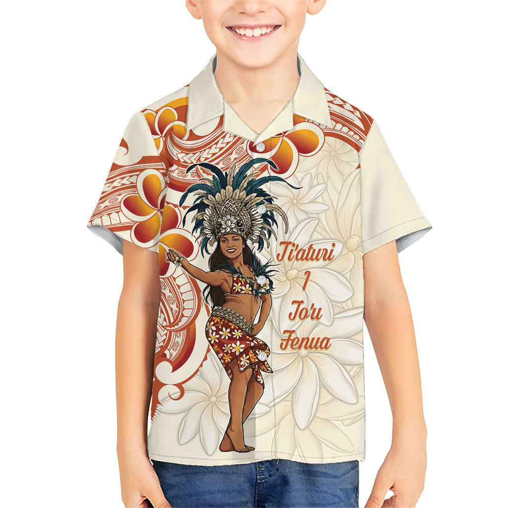 Heiva i Tahiti Family Matching Summer Maxi Dress and Hawaiian Shirt Ori Tahitian Dance Tiare Maori LT14 Son's Shirt Beige - Polynesian Pride