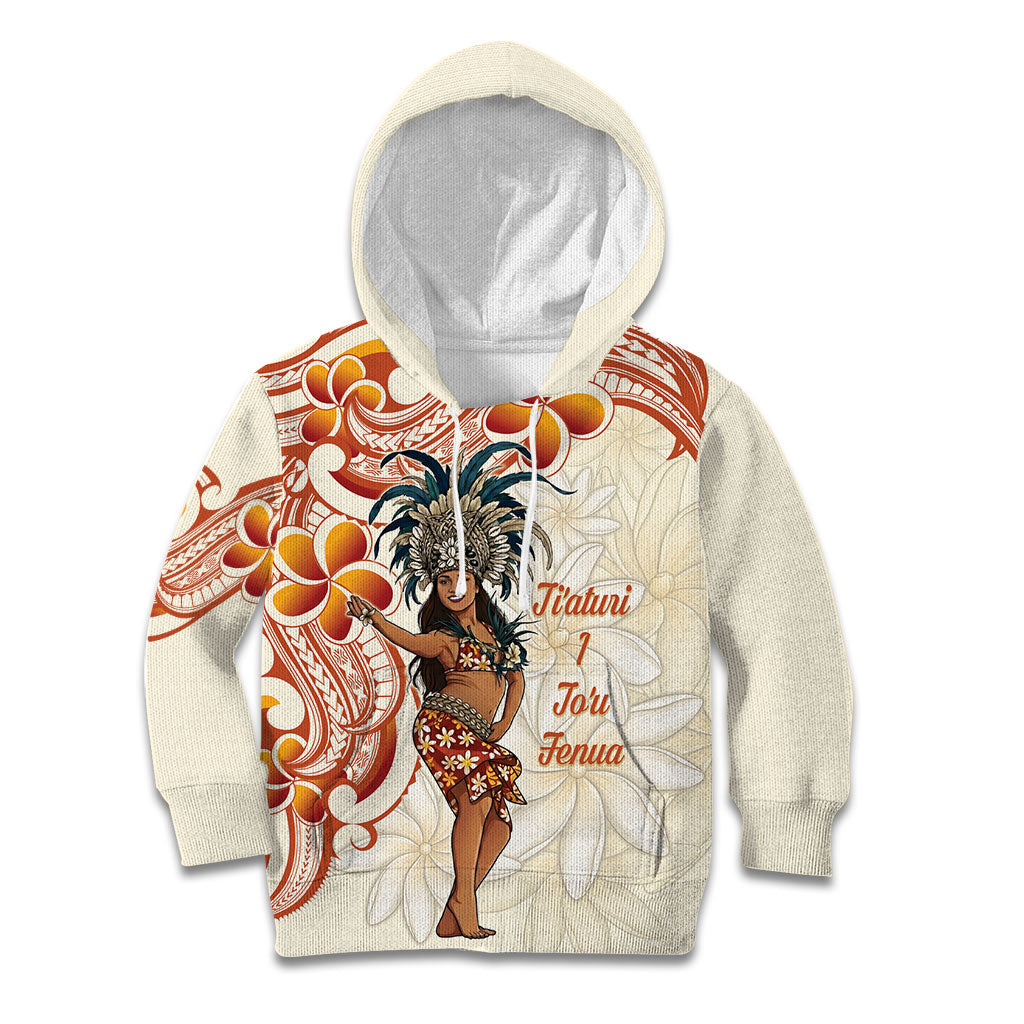 Heiva i Tahiti Kid Hoodie Ori Tahitian Dance Tiare Maori LT14 Hoodie Beige - Polynesian Pride
