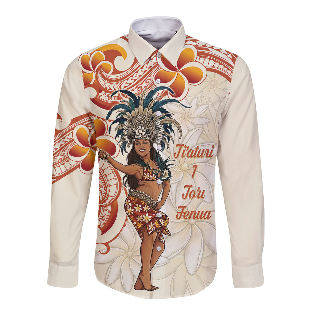 Heiva i Tahiti Long Sleeve Button Shirt Ori Tahitian Dance Tiare Maori