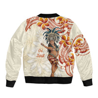 Heiva i Tahiti Sleeve Zip Bomber Jacket Ori Tahitian Dance Tiare Maori