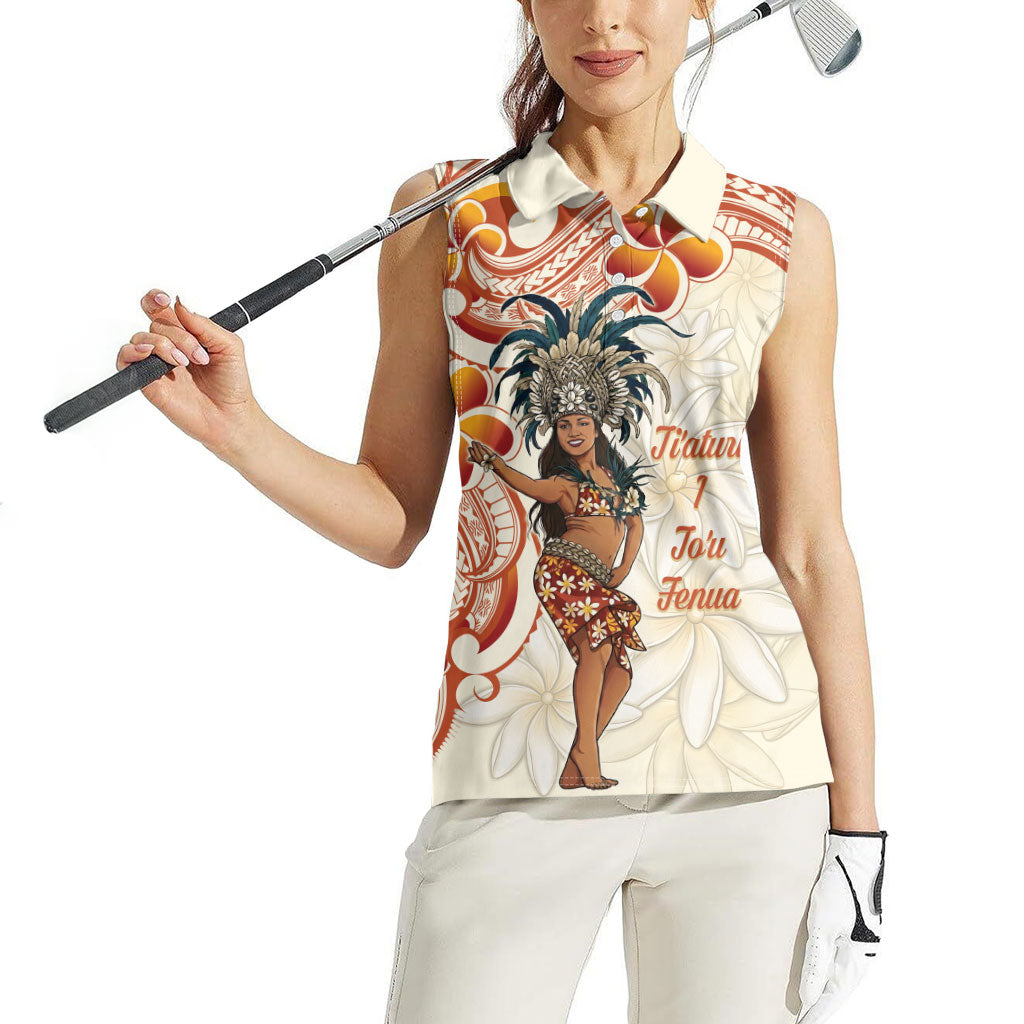 Heiva i Tahiti Women Sleeveless Polo Shirt Ori Tahitian Dance Tiare Maori
