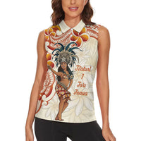 Heiva i Tahiti Women Sleeveless Polo Shirt Ori Tahitian Dance Tiare Maori