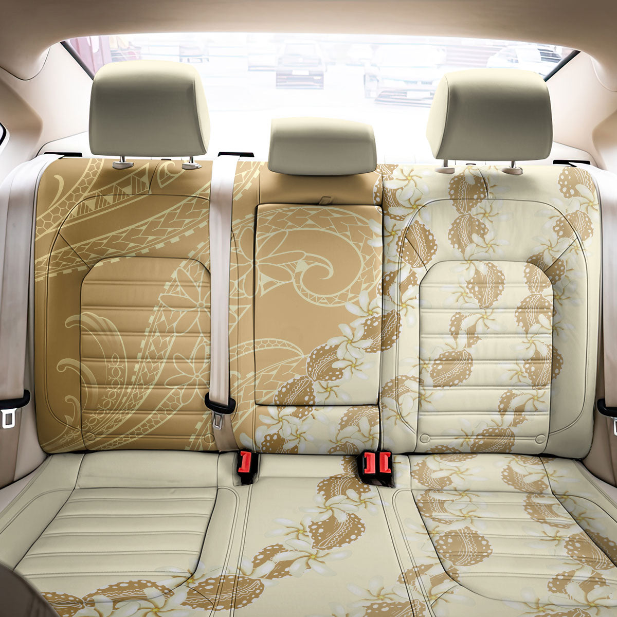Heiva i Tahiti Back Car Seat Cover Tahitian Tiare Maori Cowrie Lei Brown LT14 - Polynesian Pride