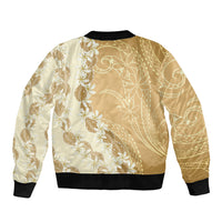 Heiva i Tahiti Bomber Jacket Tahitian Tiare Maori Cowrie Lei Brown LT14 - Polynesian Pride