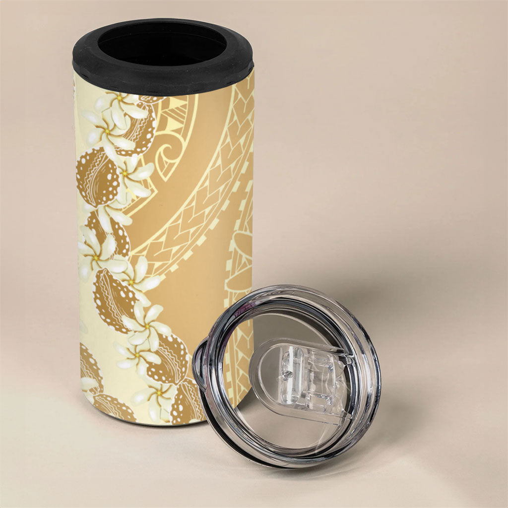 Heiva i Tahiti 4 in 1 Can Cooler Tumbler Tahitian Tiare Maori Cowrie Lei Brown