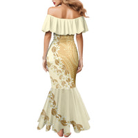 Heiva i Tahiti Family Matching Mermaid Dress and Hawaiian Shirt Tahitian Tiare Maori Cowrie Lei Brown