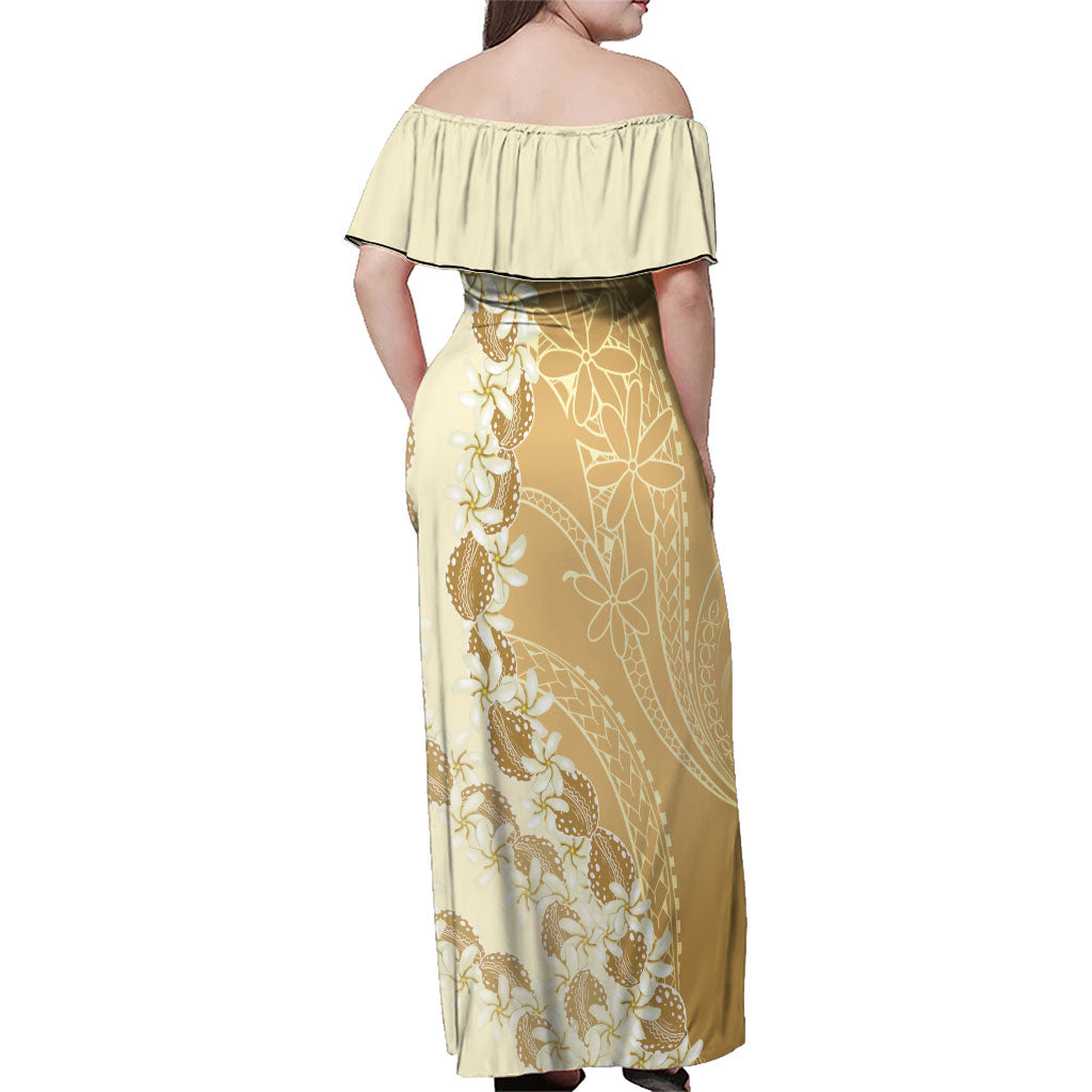 Heiva i Tahiti Family Matching Off Shoulder Maxi Dress and Hawaiian Shirt Tahitian Tiare Maori Cowrie Lei Brown