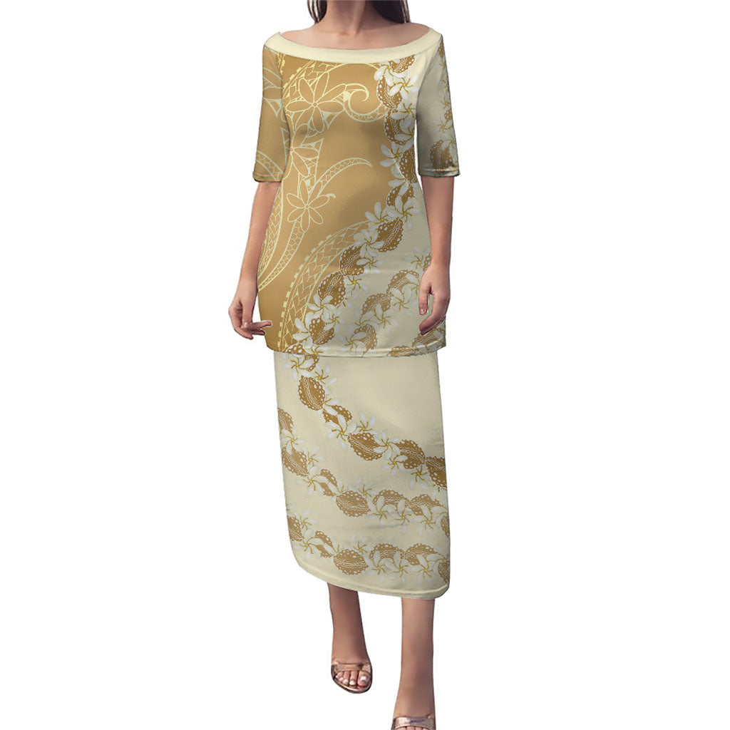 Heiva i Tahiti Family Matching Puletasi and Hawaiian Shirt Tahitian Tiare Maori Cowrie Lei Brown