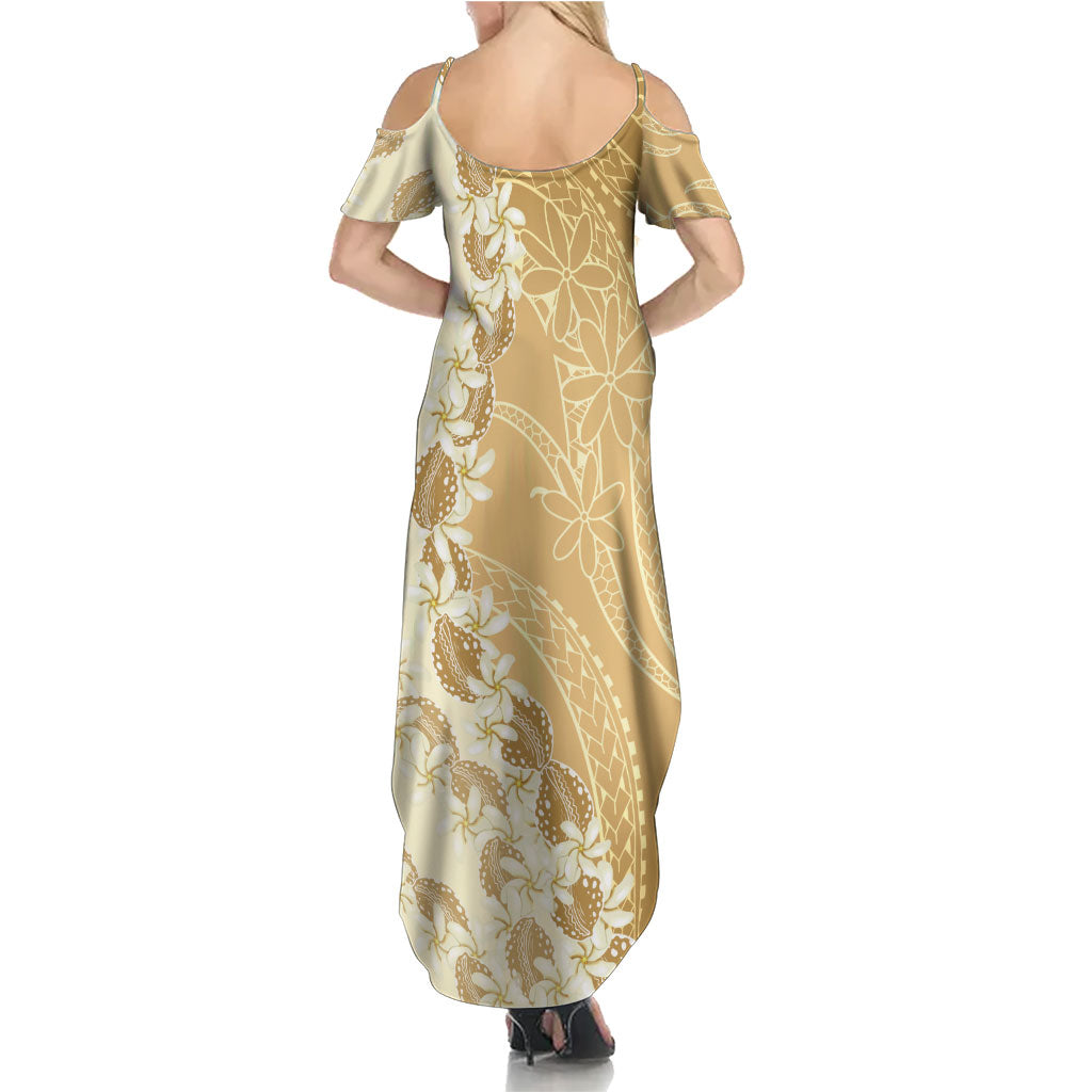 Heiva i Tahiti Family Matching Summer Maxi Dress and Hawaiian Shirt Tahitian Tiare Maori Cowrie Lei Brown LT14 - Polynesian Pride