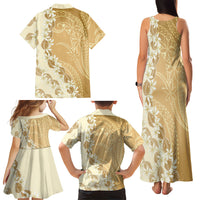 Heiva i Tahiti Family Matching Tank Maxi Dress and Hawaiian Shirt Tahitian Tiare Maori Cowrie Lei Brown