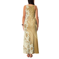 Heiva i Tahiti Family Matching Tank Maxi Dress and Hawaiian Shirt Tahitian Tiare Maori Cowrie Lei Brown