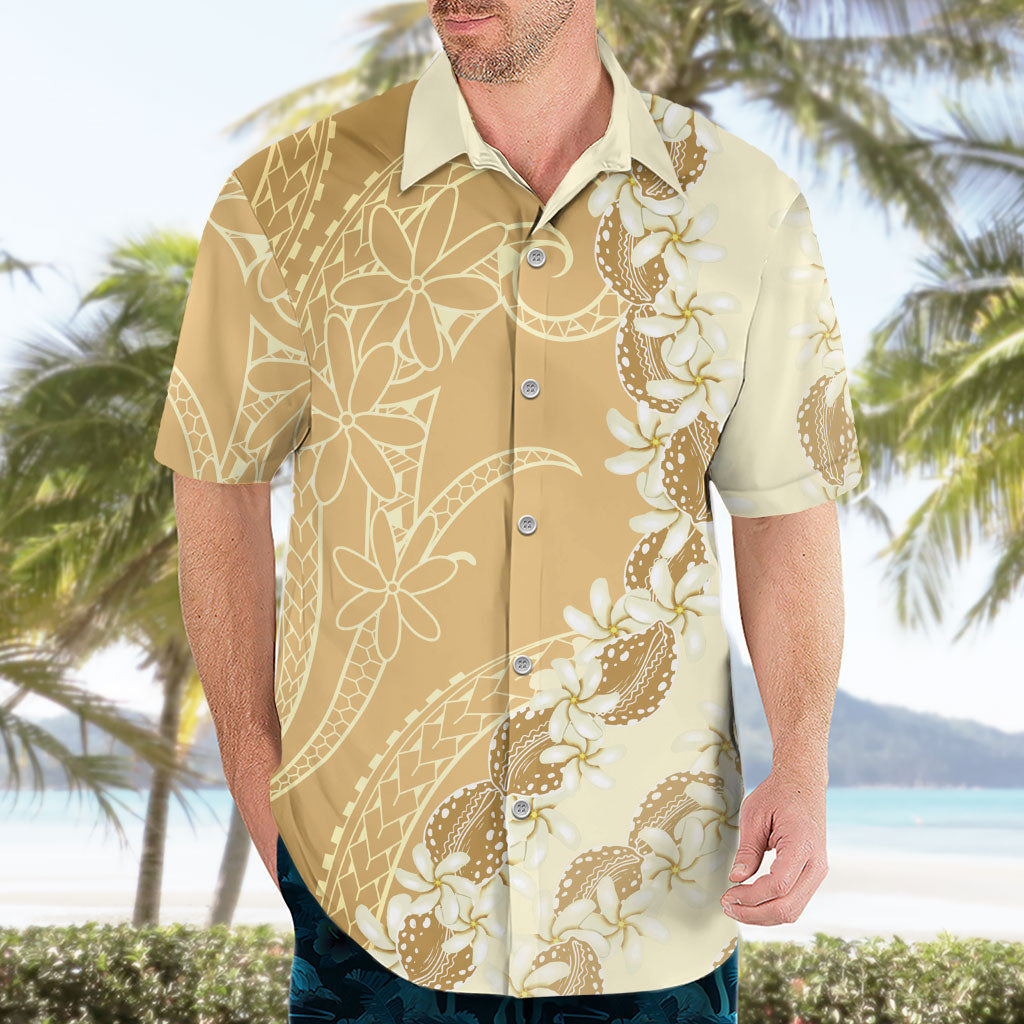 Heiva i Tahiti Hawaiian Shirt Tahitian Tiare Maori Cowrie Lei Brown