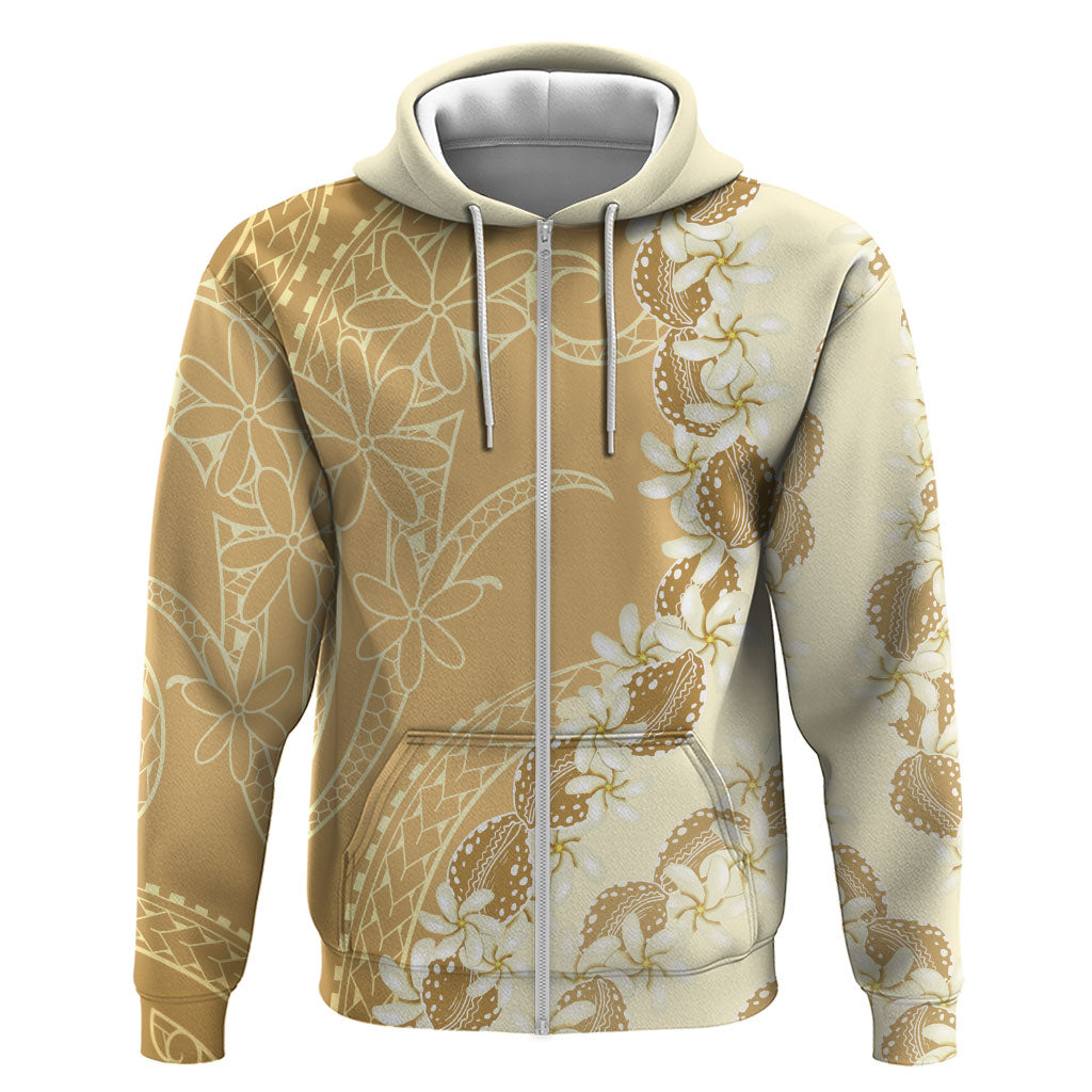 Heiva i Tahiti Hoodie Tahitian Tiare Maori Cowrie Lei Brown LT14 Zip Hoodie Brown - Polynesian Pride