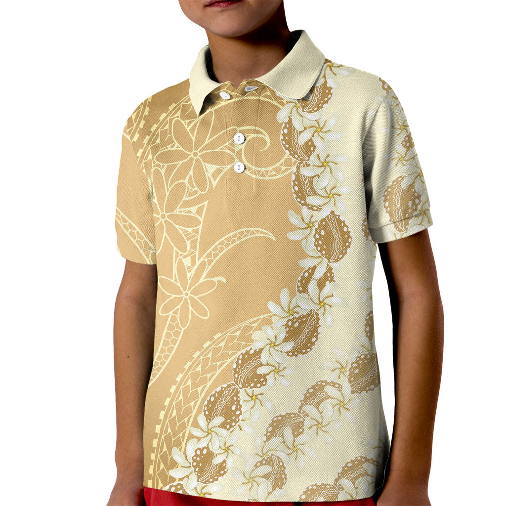 Heiva i Tahiti Kid Polo Shirt Tahitian Tiare Maori Cowrie Lei Brown