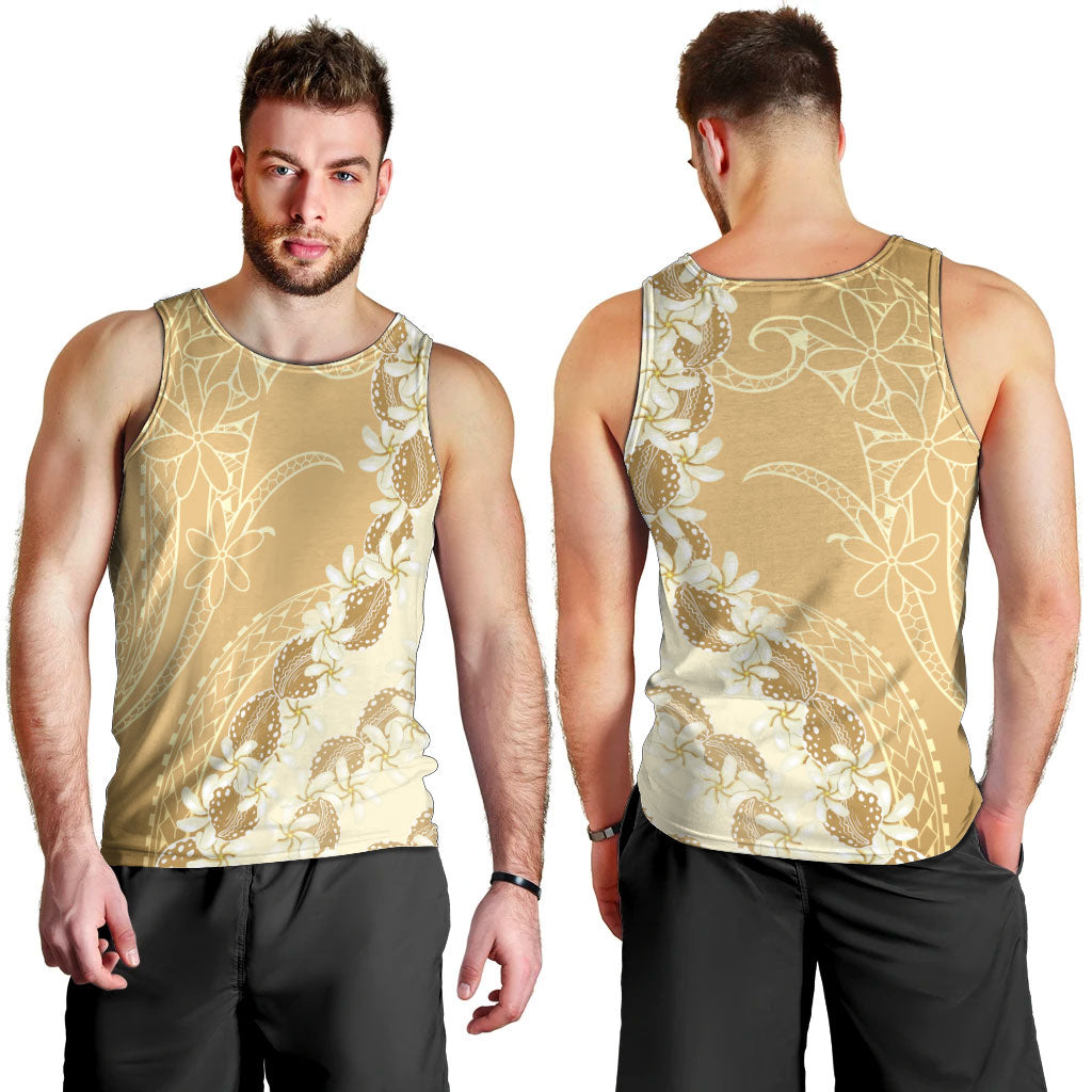 Heiva i Tahiti Men Tank Top Tahitian Tiare Maori Cowrie Lei Brown