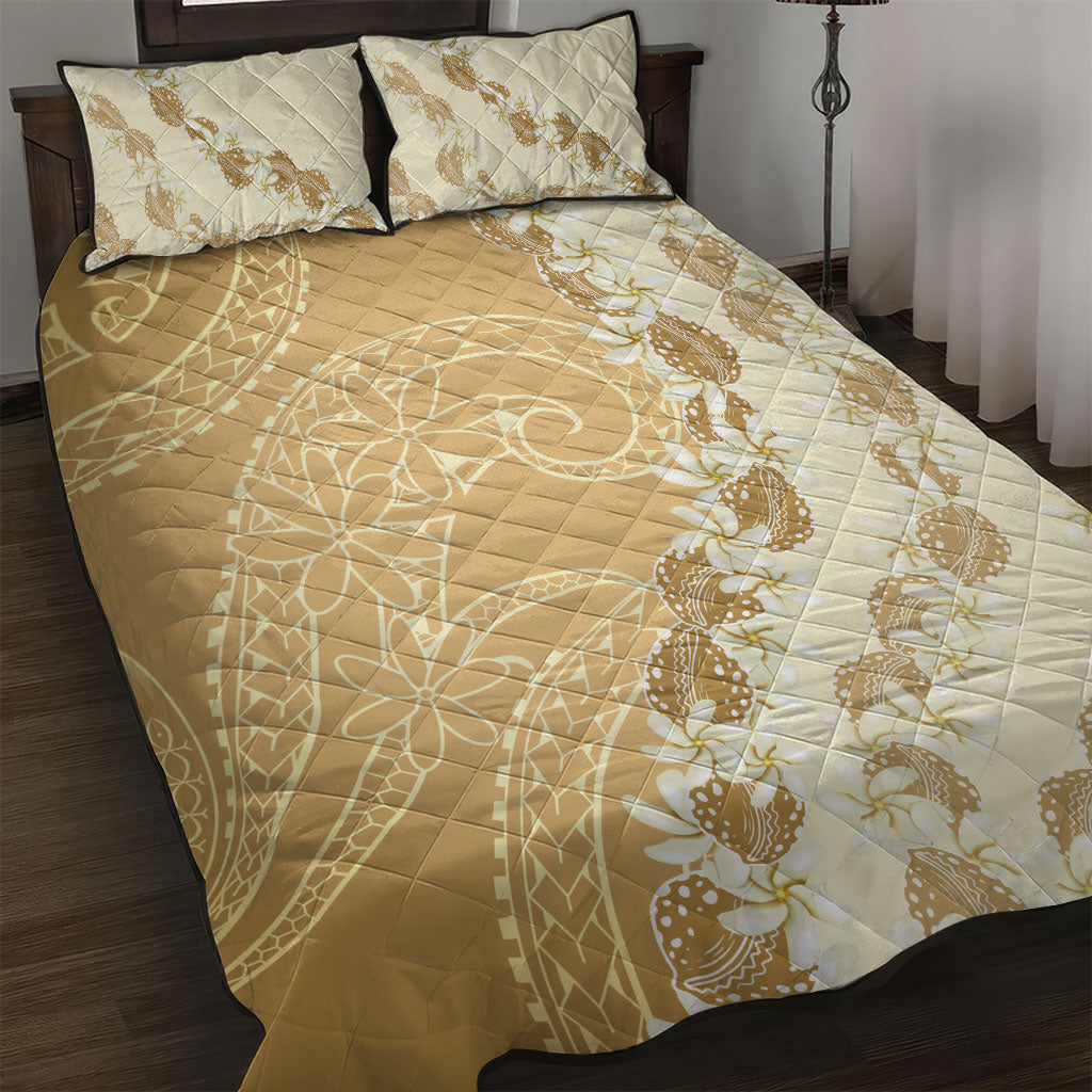 Heiva i Tahiti Quilt Bed Set Tahitian Tiare Maori Cowrie Lei Brown