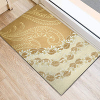 Heiva i Tahiti Rubber Doormat Tahitian Tiare Maori Cowrie Lei Brown