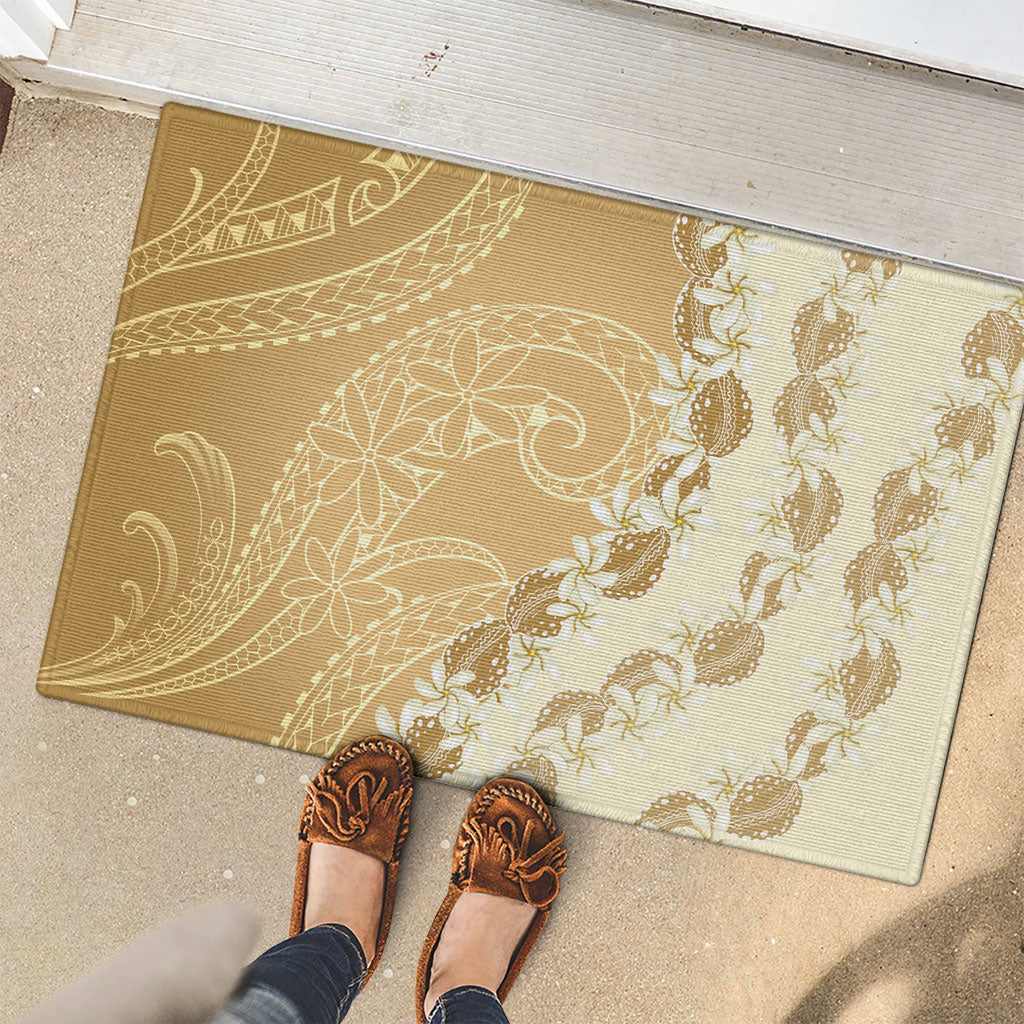 Heiva i Tahiti Rubber Doormat Tahitian Tiare Maori Cowrie Lei Brown