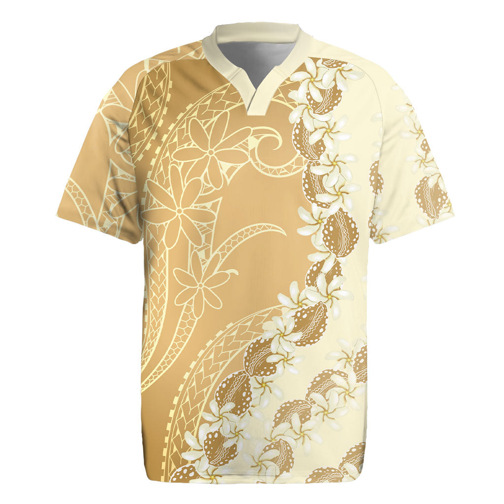 Heiva i Tahiti Rugby Jersey Tahitian Tiare Maori Cowrie Lei Brown