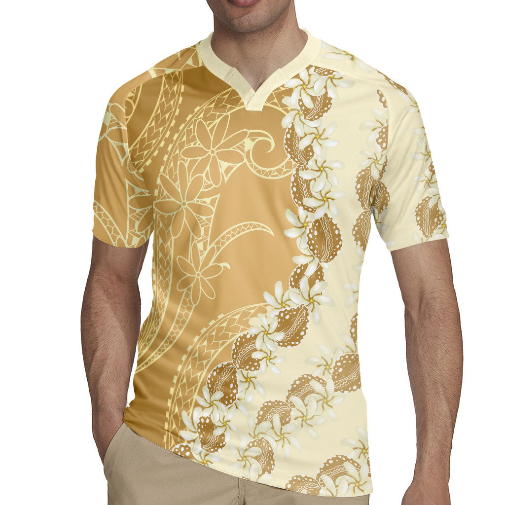 Heiva i Tahiti Rugby Jersey Tahitian Tiare Maori Cowrie Lei Brown