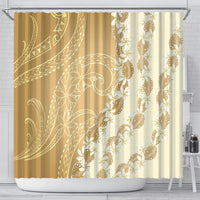 Heiva i Tahiti Shower Curtain Tahitian Tiare Maori Cowrie Lei Brown