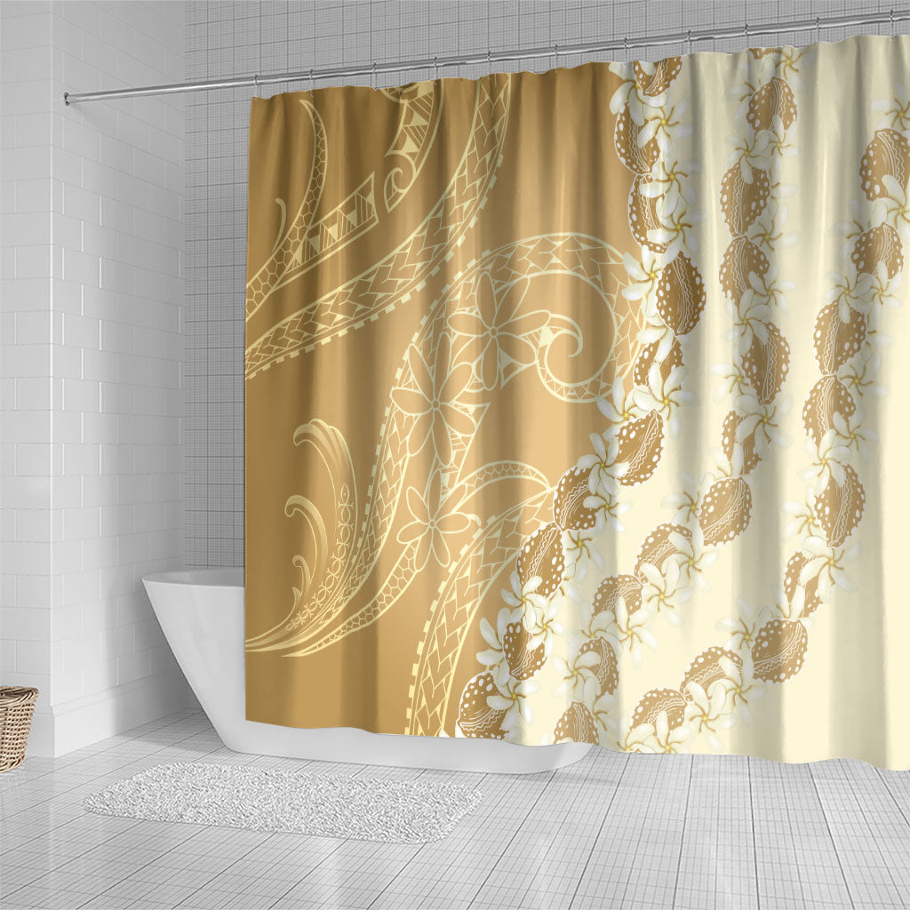 Heiva i Tahiti Shower Curtain Tahitian Tiare Maori Cowrie Lei Brown