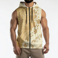 Heiva i Tahiti Sleeveless Zip Hoodie Tahitian Tiare Maori Cowrie Lei Brown