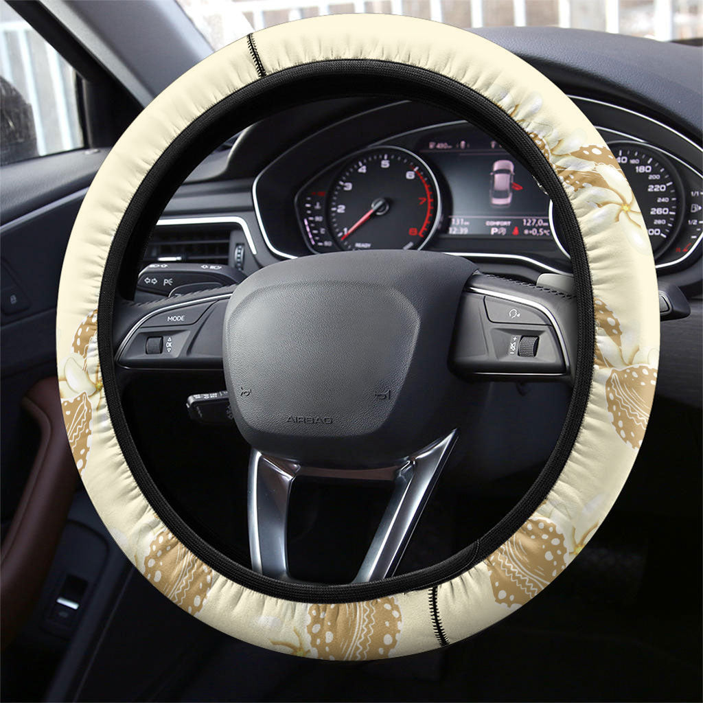 Heiva i Tahiti Steering Wheel Cover Tahitian Tiare Maori Cowrie Lei Brown LT14 - Polynesian Pride
