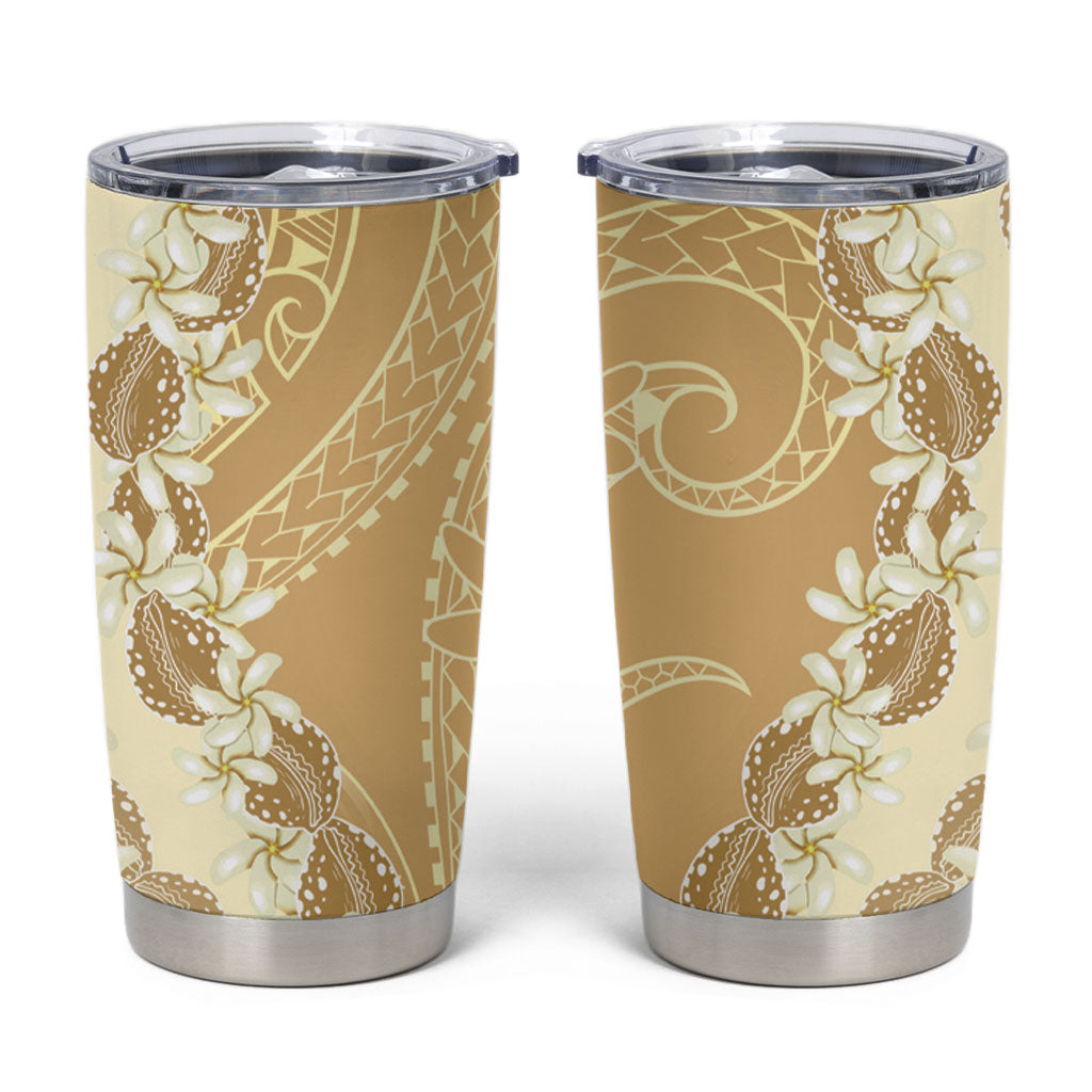 Heiva i Tahiti Tumbler Cup Tahitian Tiare Maori Cowrie Lei Brown LT14 Brown - Polynesian Pride