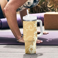 Heiva i Tahiti Tumbler With Handle Tahitian Tiare Maori Cowrie Lei Brown