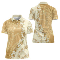 Heiva i Tahiti Women Polo Shirt Tahitian Tiare Maori Cowrie Lei Brown