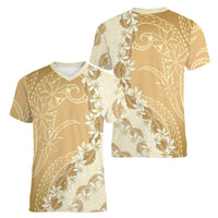Heiva i Tahiti Women V-Neck T-Shirt Tahitian Tiare Maori Cowrie Lei Brown