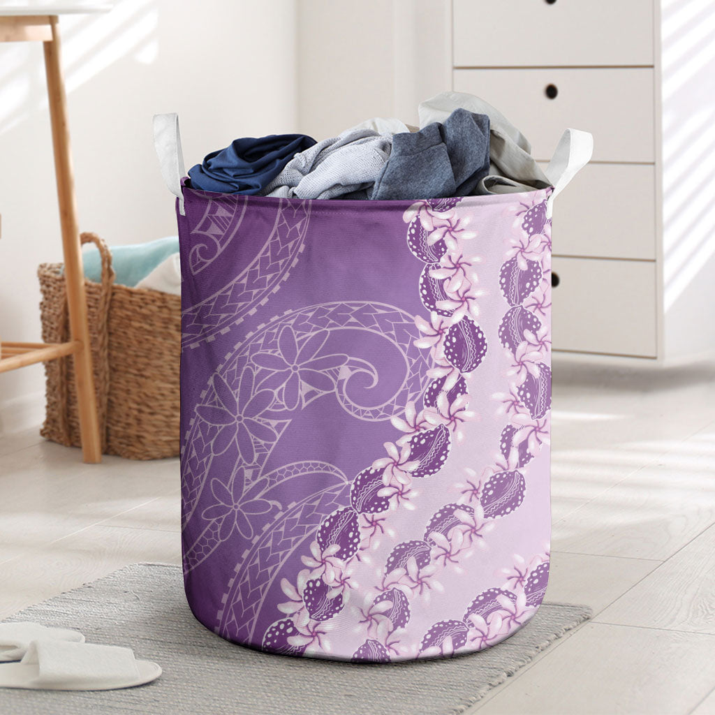 Heiva i Tahiti Laundry Basket Tahitian Tiare Maori Cowrie Lei Purple