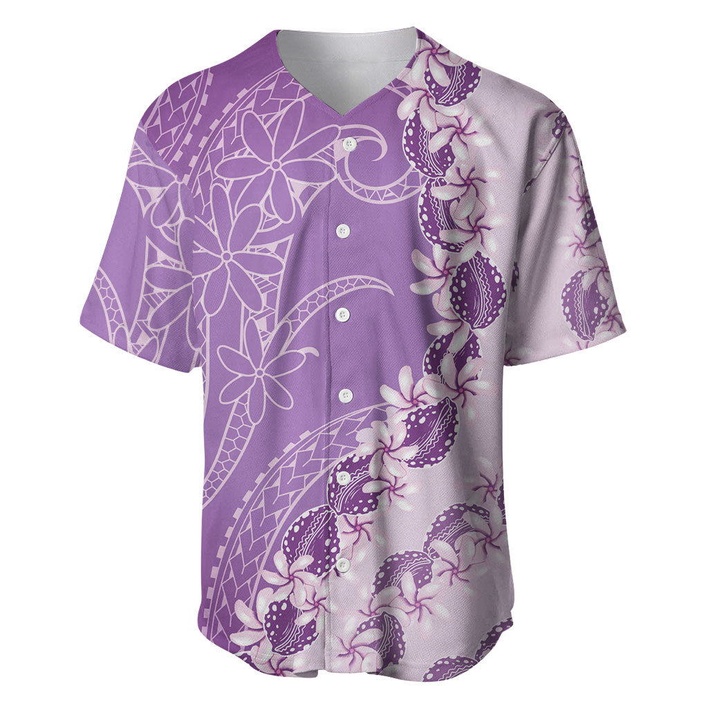 Heiva i Tahiti Baseball Jersey Tahitian Tiare Maori Cowrie Lei Purple