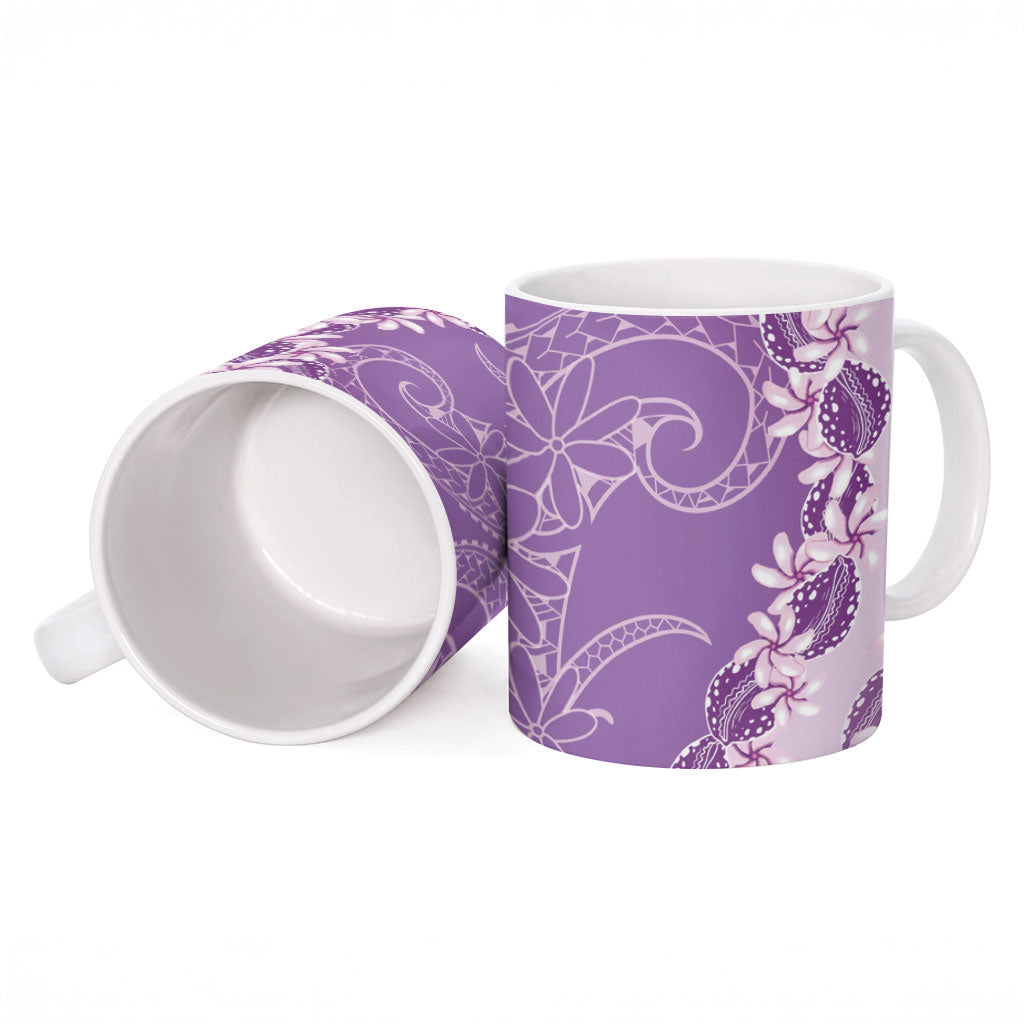 Heiva i Tahiti Ceramic Mug Tahitian Tiare Maori Cowrie Lei Purple
