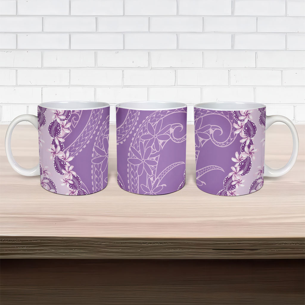 Heiva i Tahiti Ceramic Mug Tahitian Tiare Maori Cowrie Lei Purple