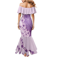 Heiva i Tahiti Family Matching Mermaid Dress and Hawaiian Shirt Tahitian Tiare Maori Cowrie Lei Purple