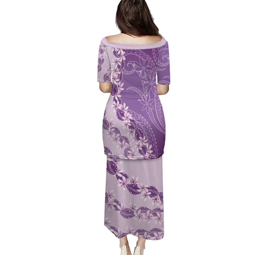 Heiva i Tahiti Family Matching Puletasi and Hawaiian Shirt Tahitian Tiare Maori Cowrie Lei Purple