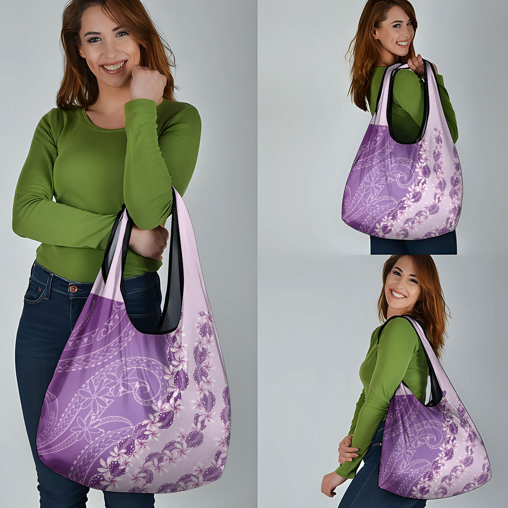 Heiva i Tahiti Grocery Bag Tahitian Tiare Maori Cowrie Lei Purple