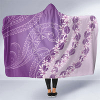 Heiva i Tahiti Hooded Blanket Tahitian Tiare Maori Cowrie Lei Purple