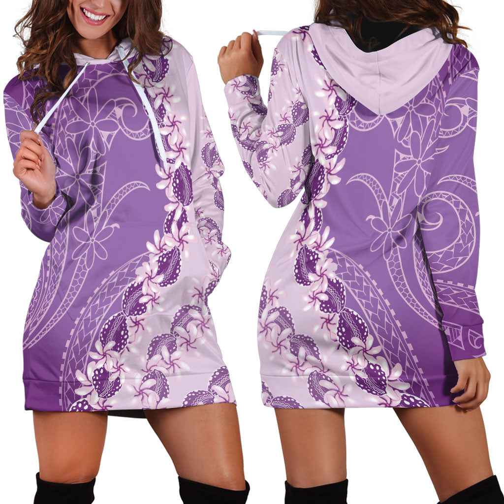 Heiva i Tahiti Hoodie Dress Tahitian Tiare Maori Cowrie Lei Purple